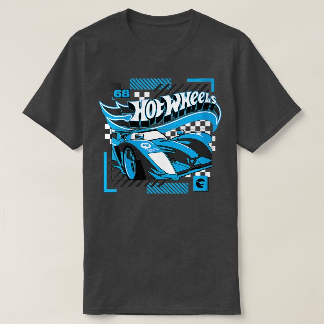 T-shirt Womens Hot Wheels Blue Geometry Race Car VNeck (Design devant)