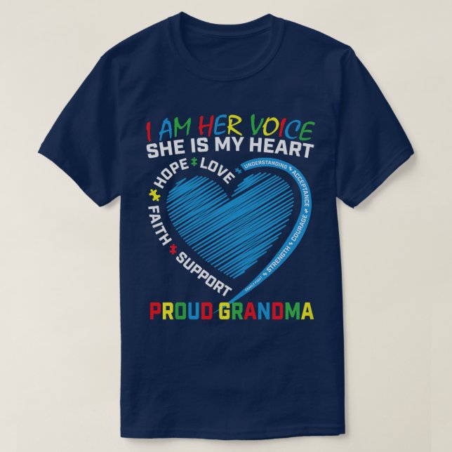T-shirt Womens I Am Her Voice Autism Awareness Granddaught (Design devant)