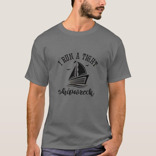 T-shirt Womens I Run A Tight Shipwreck Sunset Retro Parent (Devant)