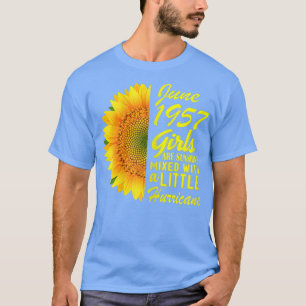 T-shirt Womens June Girls 1957 Sunflower 65th Birthday Gi