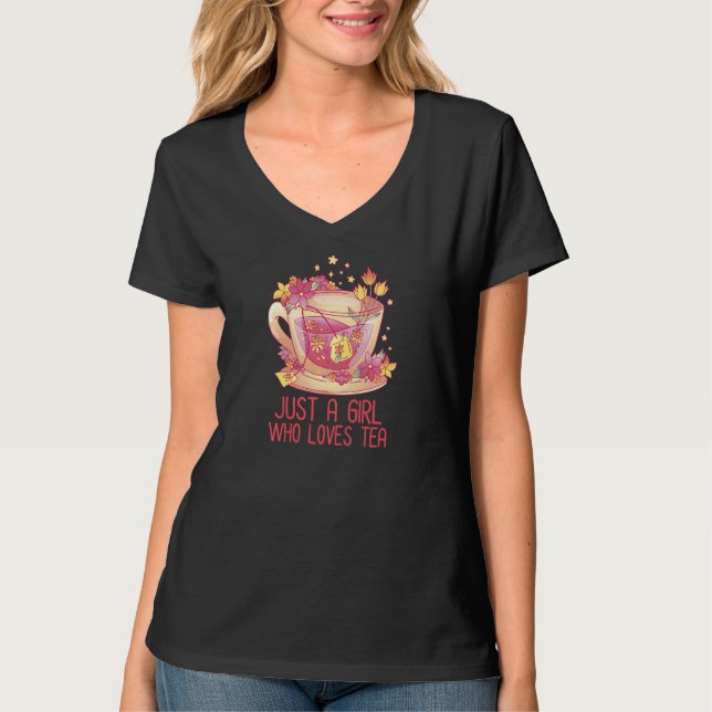 T-shirt Womens Just A Girl Who Loves Tea Tea Drinker Tea   (Devant)
