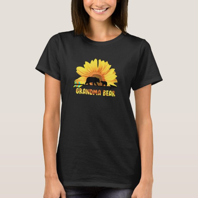 T-shirt Womens LAM GAP Grandma Sunflower Bear Best Grandma (Devant)