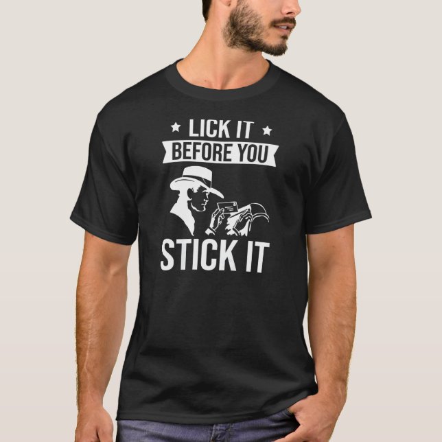 T-shirt Womens Lick it before you stick it Postal worker M (Devant)