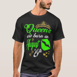 T-shirt Womens Lip Print Queens are Born on August 29th Vi