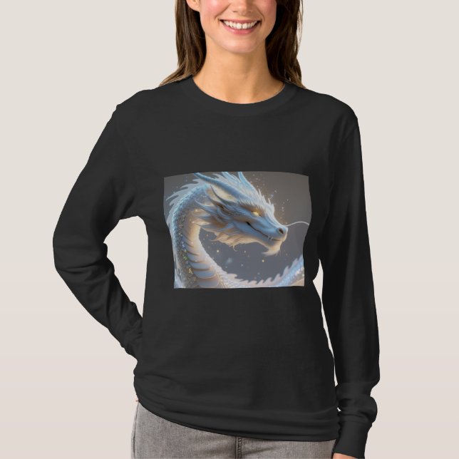 T-shirt women's long sleeved white dragon shirt (Devant)
