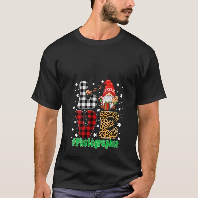 T-shirt Womens Love Photographer Gnome Christmas Leopard P (Devant)