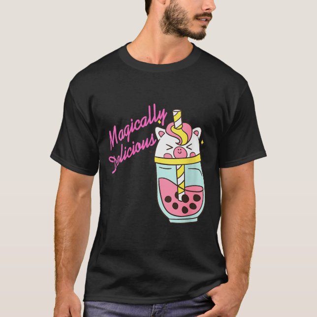 T-shirt Womens Magically Delicious Unicorn Boba Kawaii Bub (Devant)