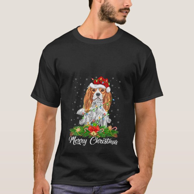 T-shirt Womens Matching Santa Hat Cavalier King Charles Sp (Devant)