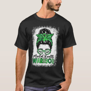 T-shirt Womens Mental Health Guerrier Messy Bun Mental Hea