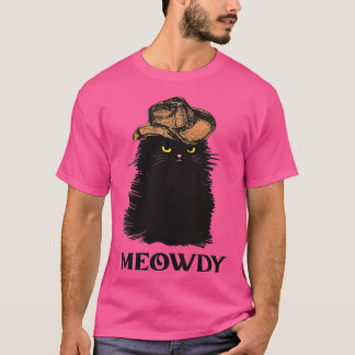 T-shirt Womens Meowdy Black cas pour femmes Meow et Howdy 