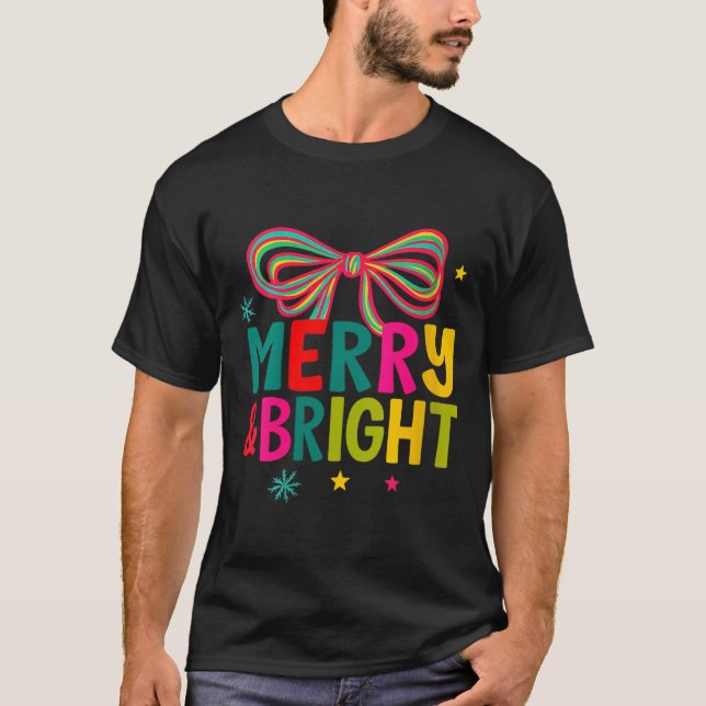 T-shirt Womens Merry And Bright Christmas Crew 2025 Funny  (Devant)