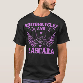T-shirt Womens Motorcycles And Mascara Biker Girl Funny Vi