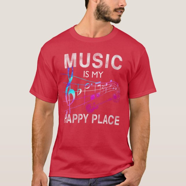T-shirt Womens Music Is My Happy Place Inspiring Music Nov (Devant)