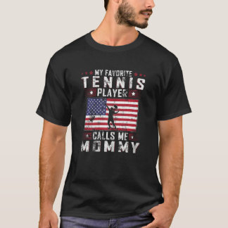 T-shirt Womens My Favori Tennis Player Me Appelle Maman Mo