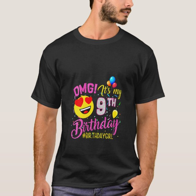 T-shirt Womens Omg C'est mon 9e anniversaire fille 9 ans (Devant)