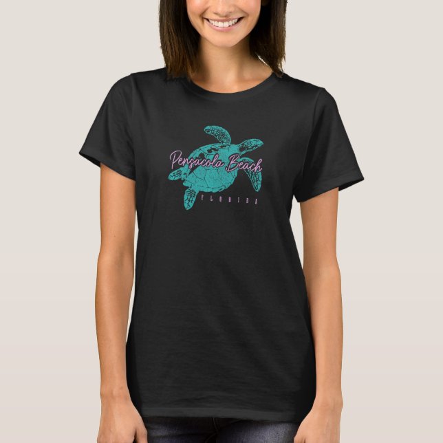 T-shirt Womens Pensacola Beach Florida FL Sea Turtle Surfe (Devant)
