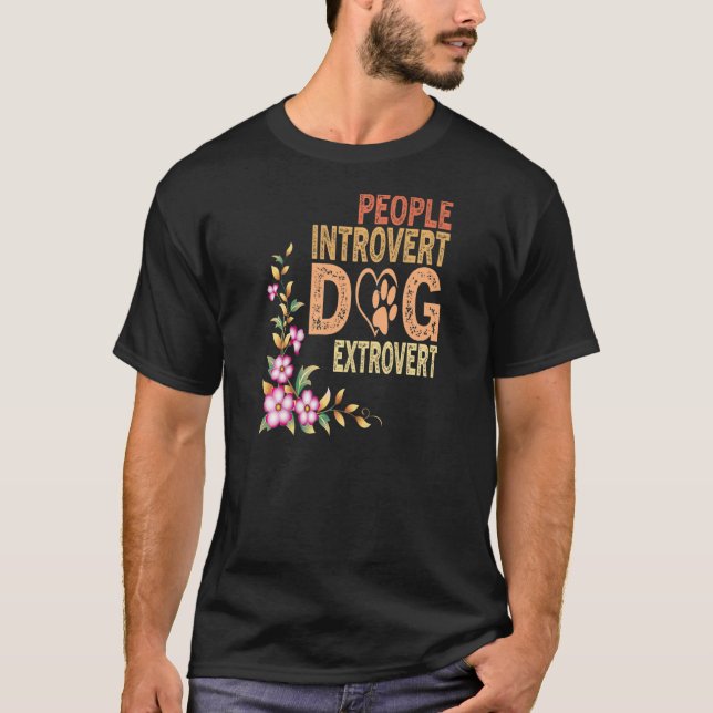 T-shirt Womens People Introvert Dog Extrovert, Funny Puppy (Devant)