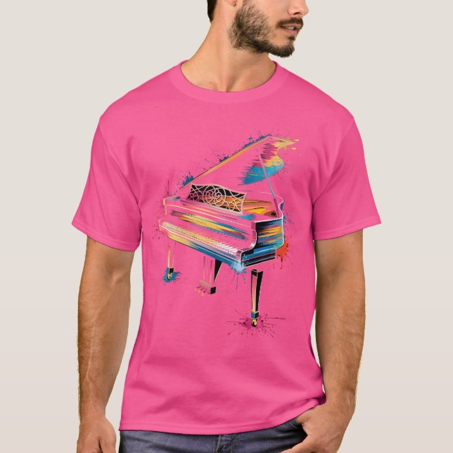 T-shirt Womens Pianist Gift Piano Instrument Music Colour  (Devant)