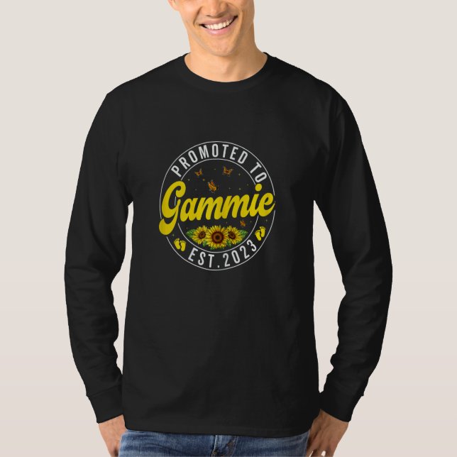 T-shirt Womens Promoted To Gammie 2023 Sunflower Pregnancy (Devant)