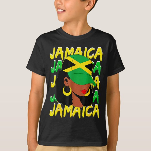 T-shirt Womens Proud Jamaican Afro Black Woman Jamaica Fla (Devant)