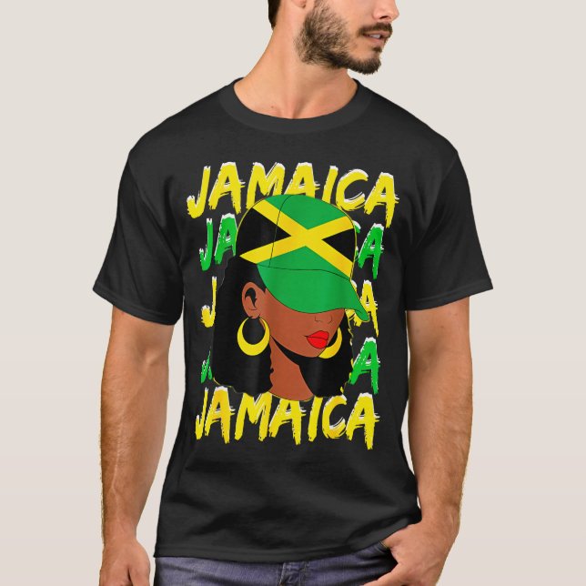 T-shirt Womens Proud Jamaican Afro Black Woman Jamaica Fla (Devant)