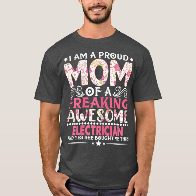 T-shirt Womens Proud Maman Of An Electrician Mothers Day (Devant)