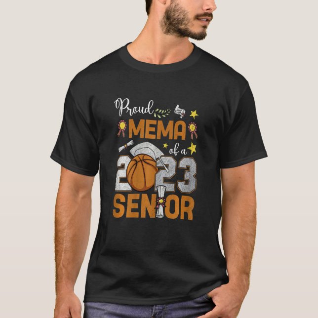 T-shirt Womens Proud Mema Of A 2023 Senior Basketball Grad (Devant)