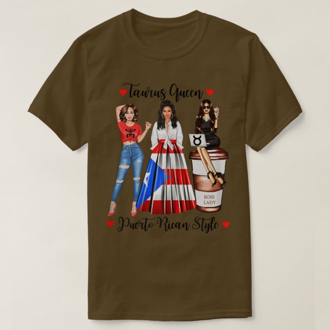 T-shirt Womens Puerto Rico Taurus Queen April May Birthday (Design devant)