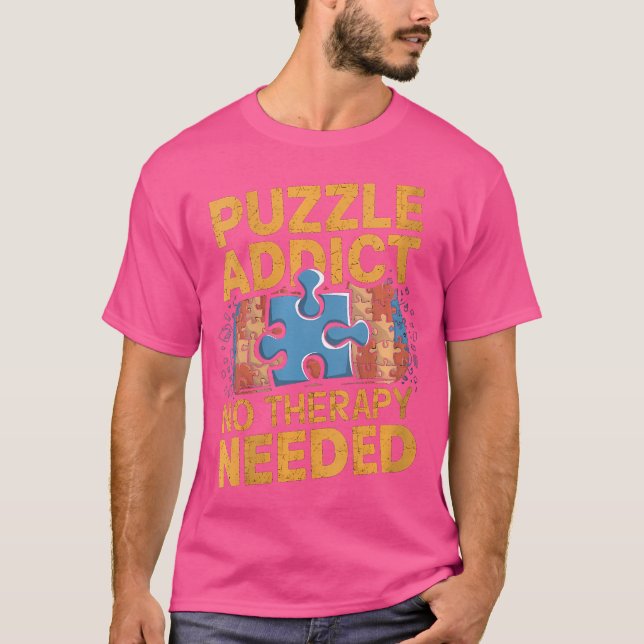 T-shirt Womens Puzzle Addict No Therapy Needed Funny Jigsa (Devant)