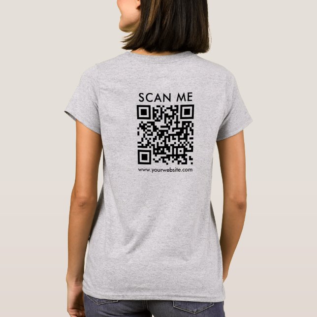 T-shirt Womens QR Code Scan Me Back Print Light Steel Grey (Dos)