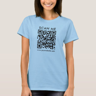 T-shirt Womens QR Code Scan Me Double face Bleu clair