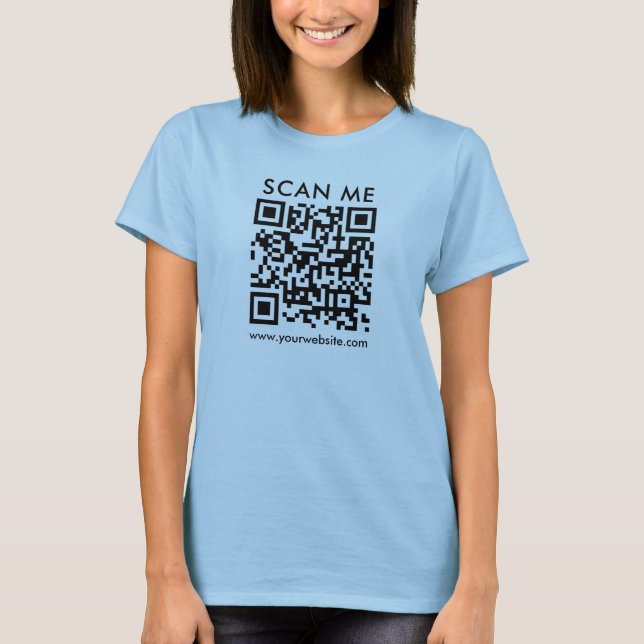 T-shirt Womens QR Code Scan Me Double face Bleu clair (Devant)