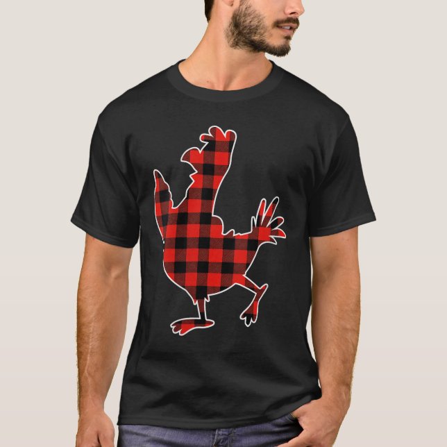 T-shirt Womens Red Buffalo Plaid Pajama Chicken Merry Chri (Devant)