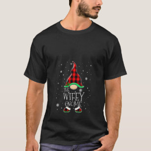 T-shirt Womens Red Plaid The Wifey Gnome Funny Family Chri