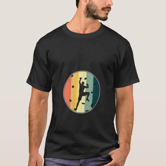T-shirt Womens Retro Boulderer Wall Climber Rock Escalade (Devant)
