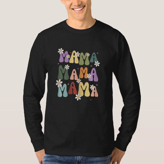 T-shirt Womens Retro Mama Graphic Hippie Style With Flower (Devant)