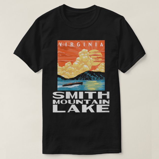 T-shirt Womens Retro Smith Mountains Lake Virginia WPA Sty (Design devant)