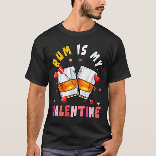 T-shirt Women's Rum Is My Valentine Hearts Matching Drinke (Devant)