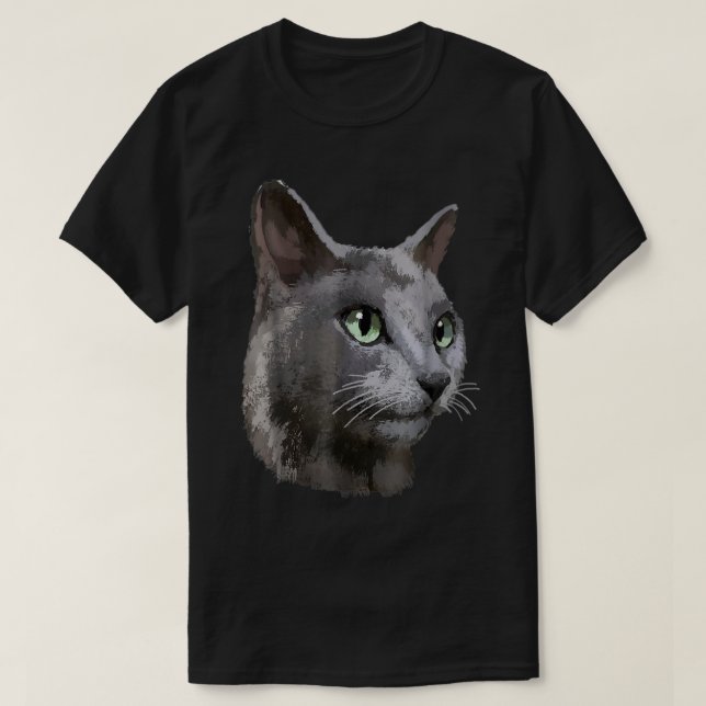 T-shirt Womens Russian Blue Cat Tee Tees VNeck  (Design devant)