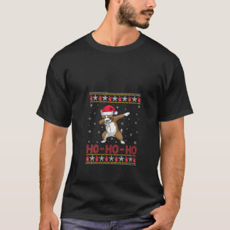 T-shirt Womens Santa Hat Dabbing Frenchie Dog Ho Ho Ho Fun
