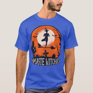 T-shirt Womens Scary Halloween design broom namaste witche