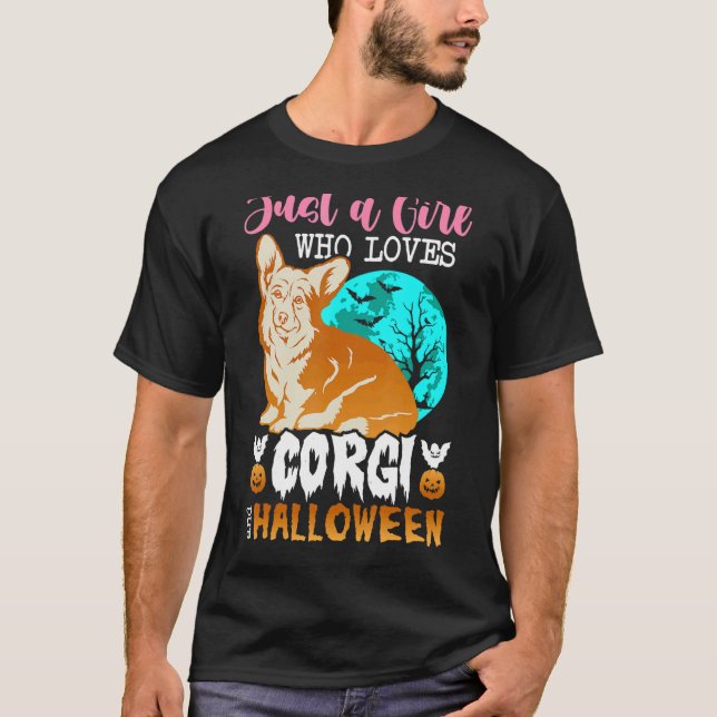 T-shirt Womens Scary Halloween dog corgi holder (Devant)