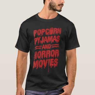 T-shirt Womens Scary Horror Movie Popcorn Pajamas And Horr
