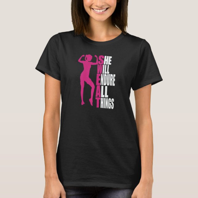 T-shirt Womens She Will Endure All Things Fitness Gym Wome (Devant)
