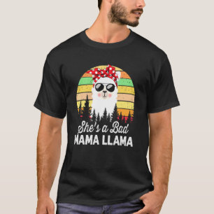 T-shirt Womens She's A Bad Mama Llama Mama Vintage Sunset