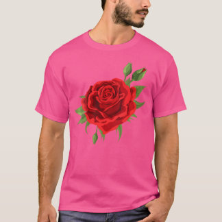 T-shirt Womens Single Red Roses Flower Of Cute Red Roses F