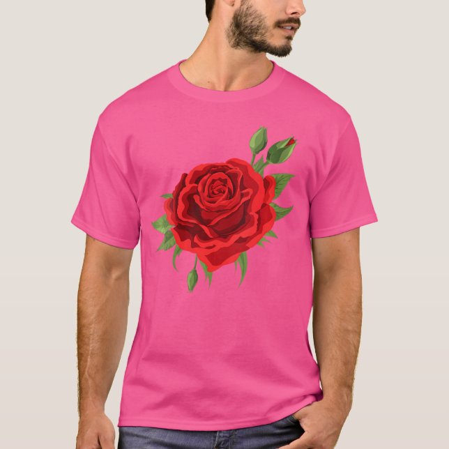 T-shirt Womens Single Red Roses Flower Of Cute Red Roses F (Devant)