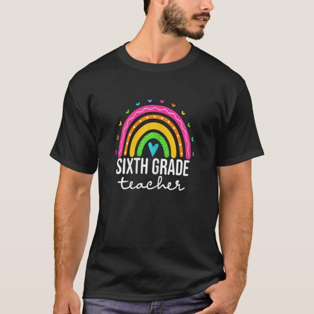 T-shirt Womens Sixth Grade Teacher Boho Rainbow For Teache (Devant)