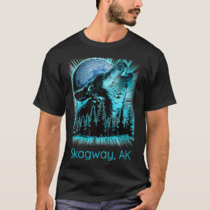 T-shirt Womens Skagway Alaska Howling Wolf Moon Forest Nat