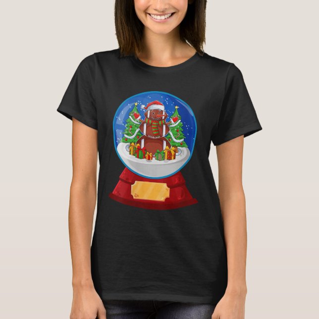 T-shirt Womens Snowman Football Santa Hat Merry Christmas  (Devant)